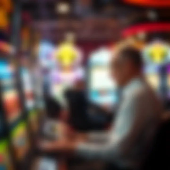 Player strategizing at a slot machine