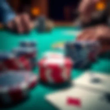 The Essence of Poker: Chips and Cards Close-up of poker chips and cards during a game