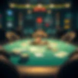 Illustration of a poker table with chips and cards