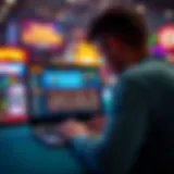 A person engaging with a laptop displaying the Florida Lottery interface