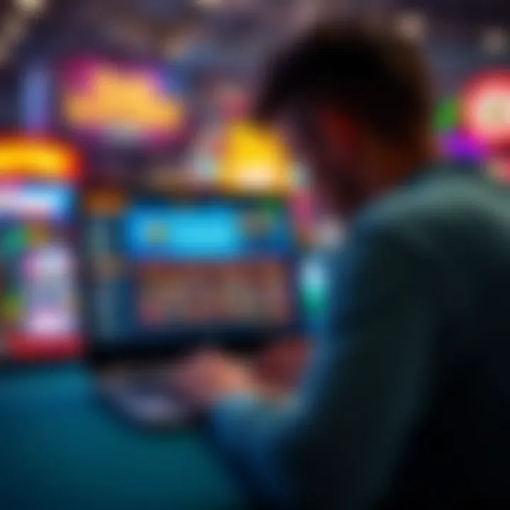 A person engaging with a laptop displaying the Florida Lottery interface