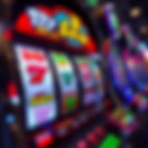 Close-up view of a one dollar slot machine display showing vivid graphics and spinning reels