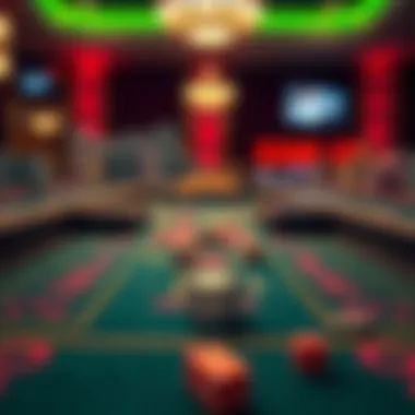 Craps table layout with dice