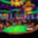 Blackjack table in a bustling casino