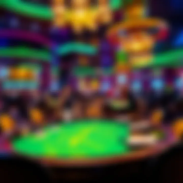 Blackjack table in a bustling casino