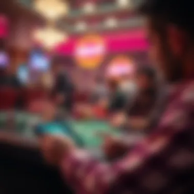 Player enjoying poker game on mobile device