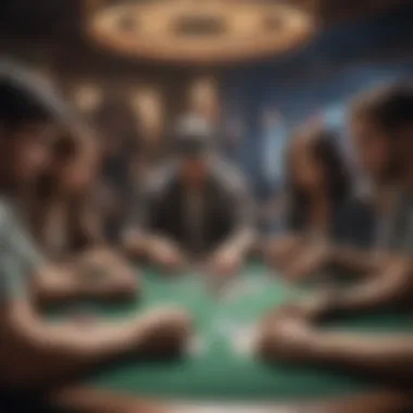 Engaged in Competitive Poker Gaming A diverse group of players engaged in a competitive poker game