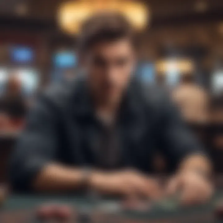 A player contemplating a poker move at a casino