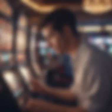 Player Immersion in Gaming A player engaging with a slot machine, focused on the gameplay