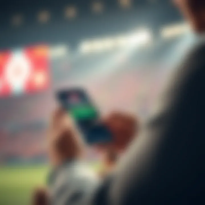 User Engagement with Sportsbet Mobile App User engaging with the Sportsbet mobile app during a live match