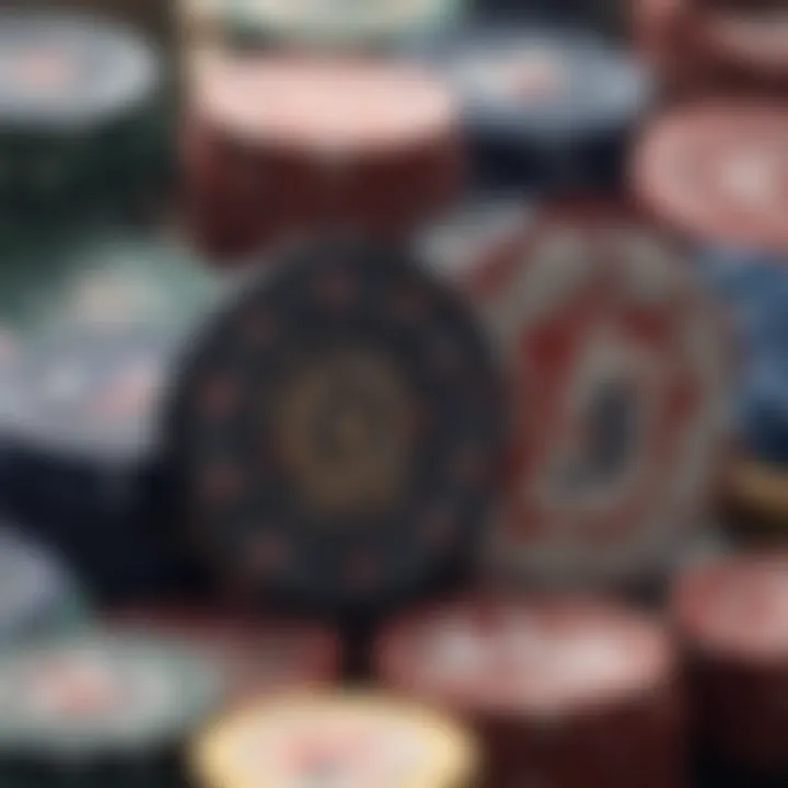 A close-up of high-quality poker chips made from various materials showcasing distinct designs and textures