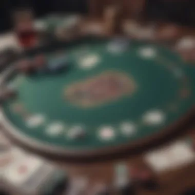 Poker Night Setup A vibrant poker table set up for a game night, highlighting personalized accessories such as card holders and dealer buttons