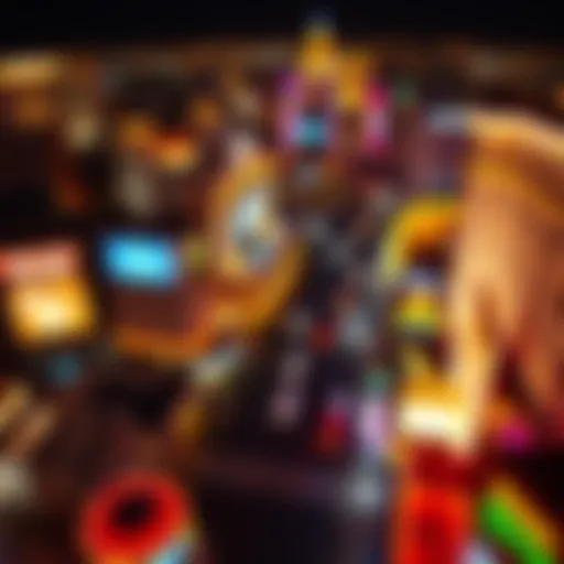 Aerial view of the Las Vegas Strip at night, showcasing bright lights and bustling casinos.