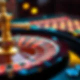 Close-up of a roulette wheel with vibrant colors