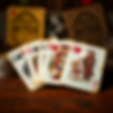 A deck of cards featuring vintage Wild West illustrations, highlighting the game's cultural roots.