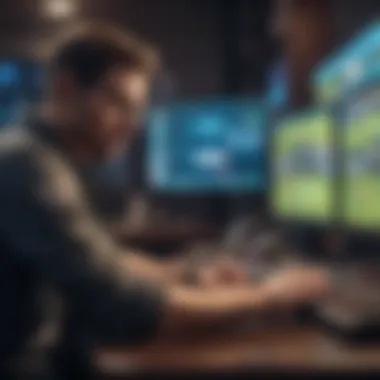 Freelance Sports Betting Writer Engaged in Research Freelance sports betting writer at work with digital devices