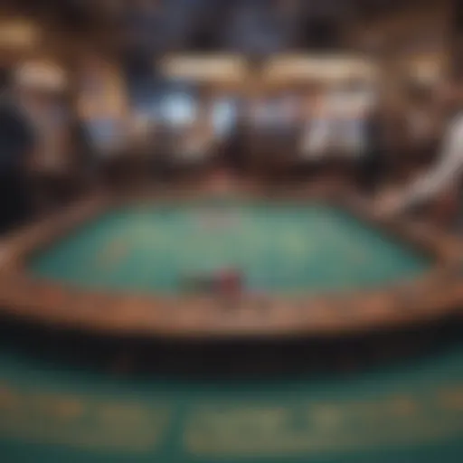 An intricate layout of casino tables showcasing pi downs in action