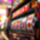 A detailed view of a slot machine showcasing the reels and symbols