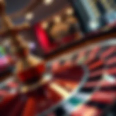 Close-up of a roulette wheel in motion