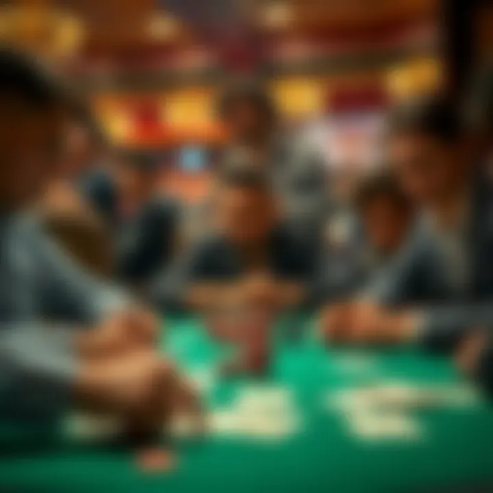 A strategic card game in progress with focused players