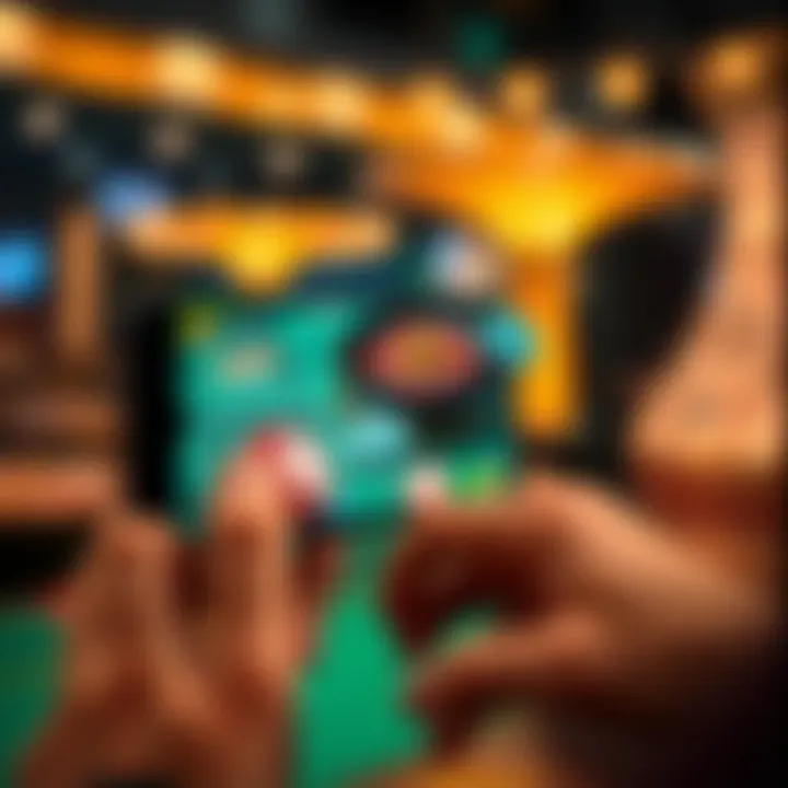 Player engaging with a roulette app on a mobile device