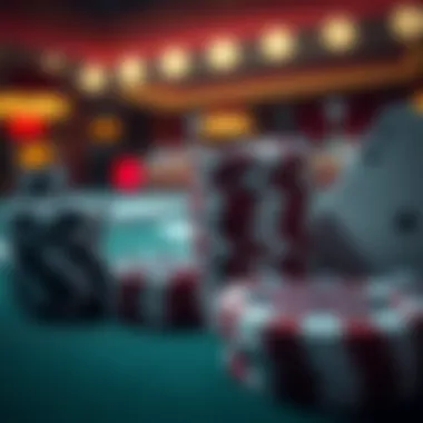 Close-up of baccarat chips and cards