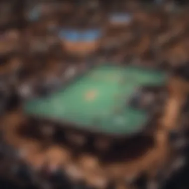 The Thrill of the Tournament: A Bird's Eye View A panoramic view of the bustling WSOP tournament floor